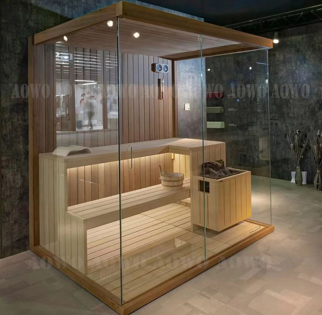 Traditional Finn 6 Kw Sauna Solarium Sauna Portable Sauna Tent Smartmak Far Infrared Dry Steam Hemlock With Therapy Light