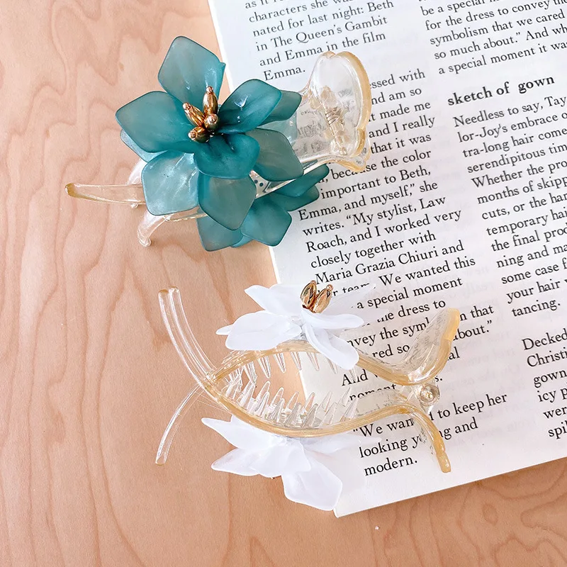 Acrylic Flower Ponytail Clip Women Girls Hairpins Women Headwear Ponytail Acrylic Duckbill Clips Small Size Hair Claws Barrettes