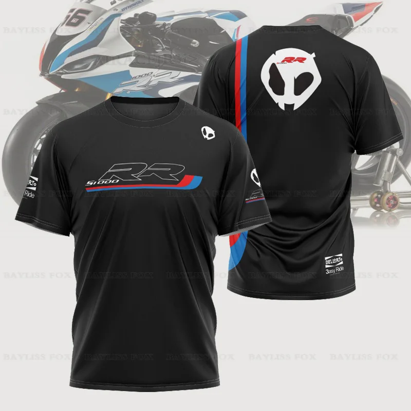 Summer For BMW S1000 RR Motorcycle Motorrad SBK Team Motorsport Superbike Racing Black T-Shirt Men's Short Quick Dry Jersey