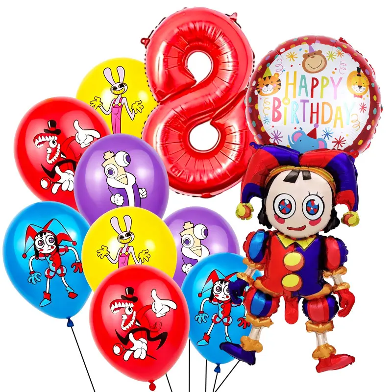 The Amazing Digital Circus Geburtstagsdekoration Tischgeschirr Becher Teller Servietten Ballon-Set Banner Hintergrund Geschenktüten Party-Zubehör – Detail 25