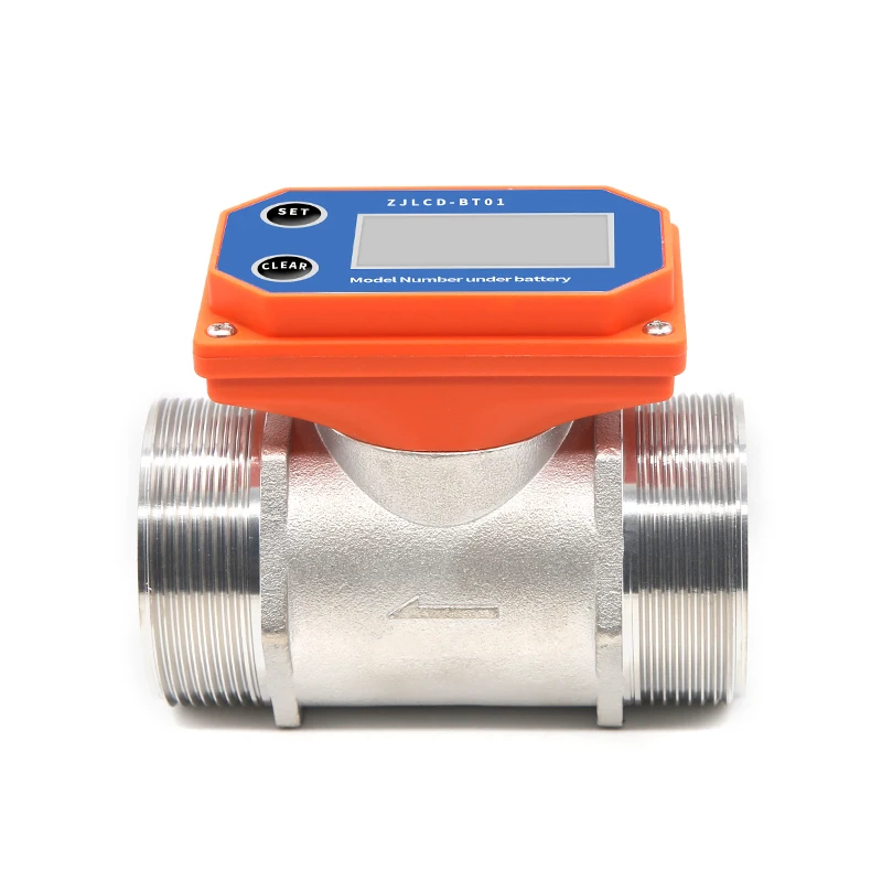 Dry Cell Digital Display Flowmeter Stainless Steel LCD Electronic Flow Meter Thread Flow Sensor Water For Farm/Garden Irrigation