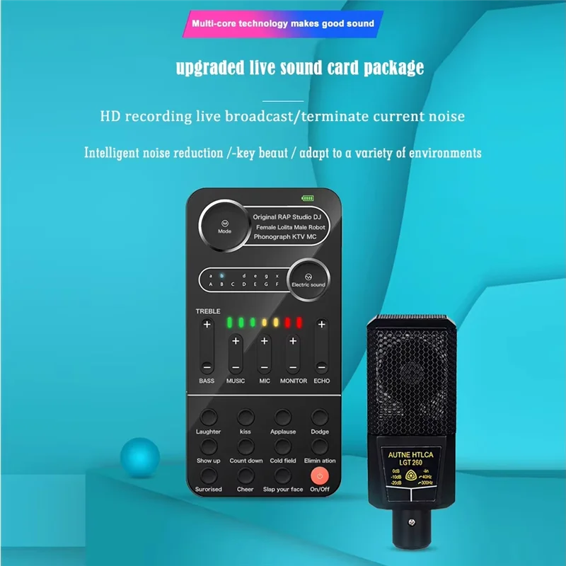 A99E-Live Singing Equipment Voice Converter With9 Sound Effects Live Broadcast Sound Card