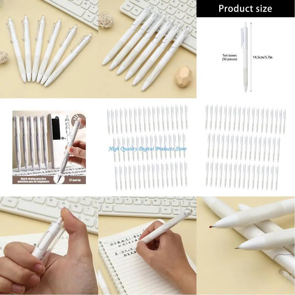 

U2JE 50Pcs Noise Retractable Gel Pen Fast Drying Non Smudge Writing Pen Comfortable Handle For Students Professional