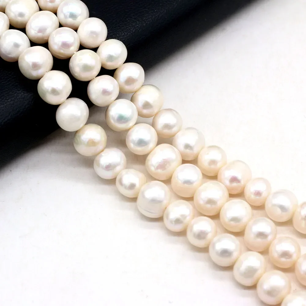 

Natural Freshwater Pearl Beaded AAA 9-10mm Round Shape Loose Spacer Beads for Making Jewelry DIY Bracelet Necklace Accessories