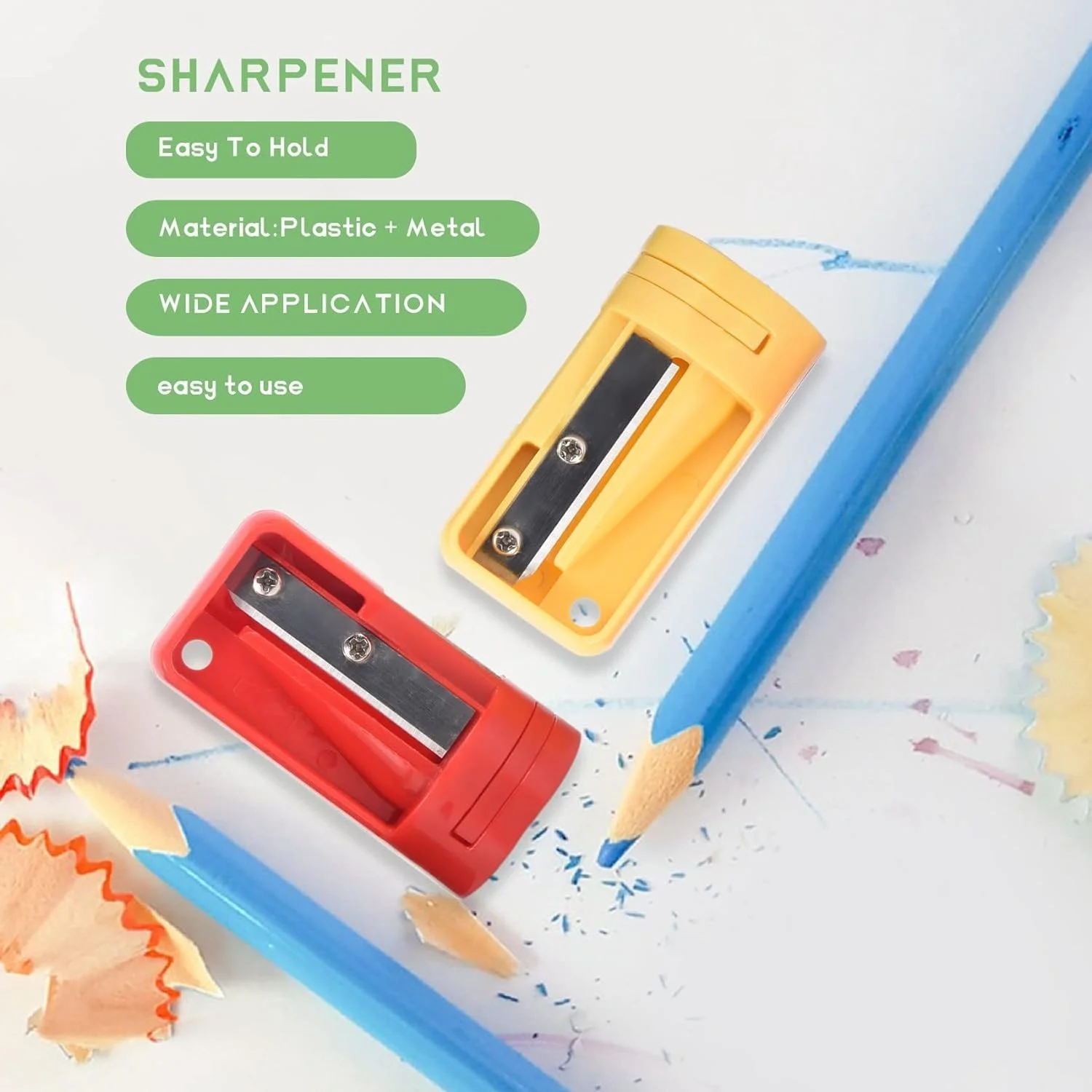 4 Pack Multicolor Carpenter Pencil Sharpener- Manual Pencil Sharpener for Flat Carpenter Pencils, Portable Pencil Sharpening Too