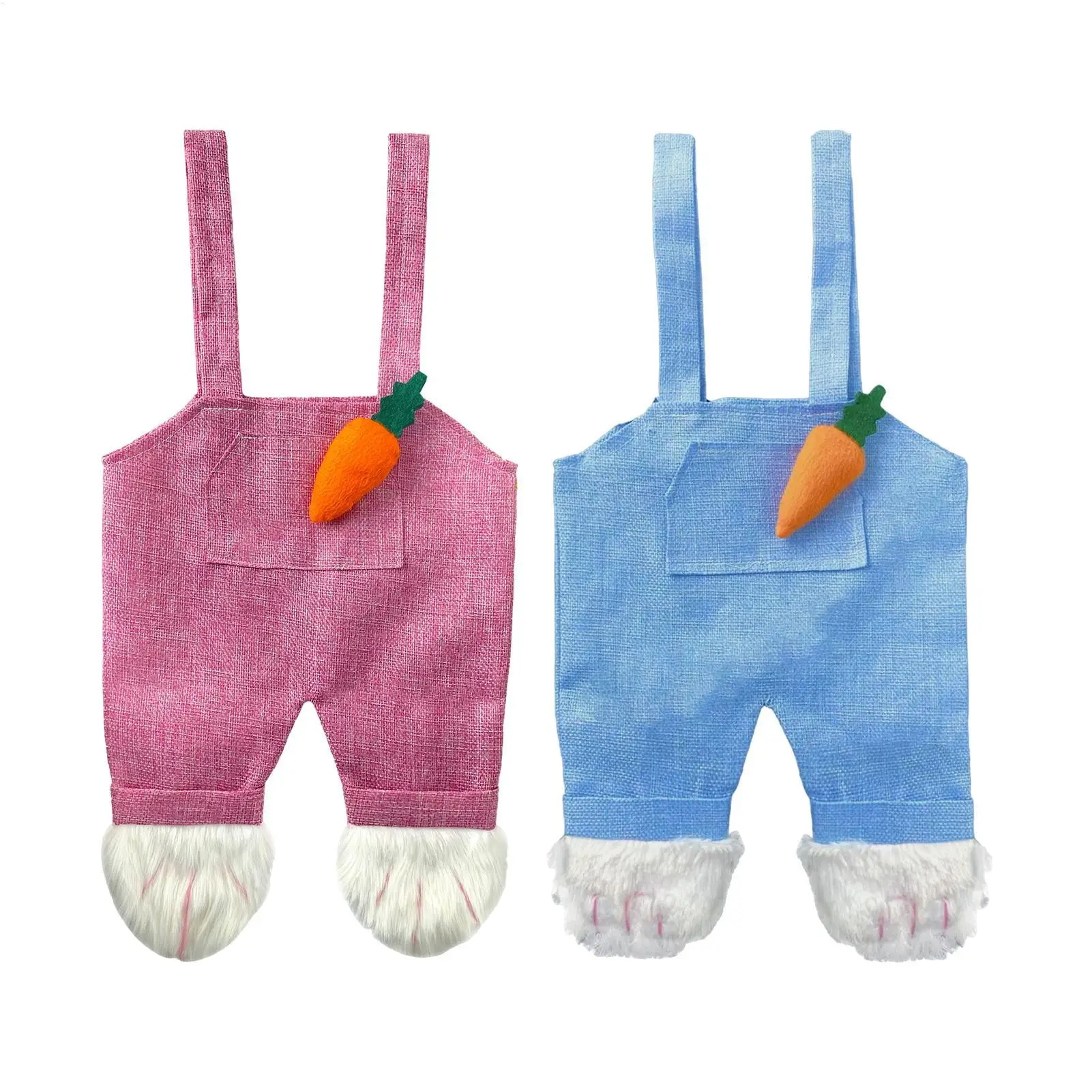 Easter Bunny Treat Bags Reusable Storage Pouch Rabbits Overalls Shape Spring Gift Bag for Egg Hunt Party Favor Candy Holders