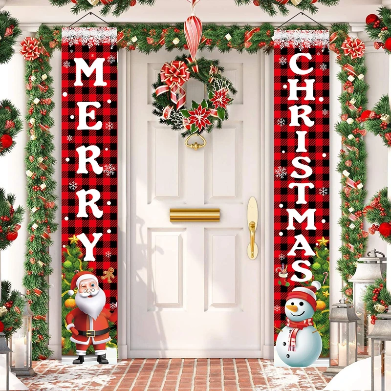 Christmas Door Decoration 2024 Merry Christmas Banner Decor for Home Hanging Xmas Ornament Navidad Happy New Year Gift 2025