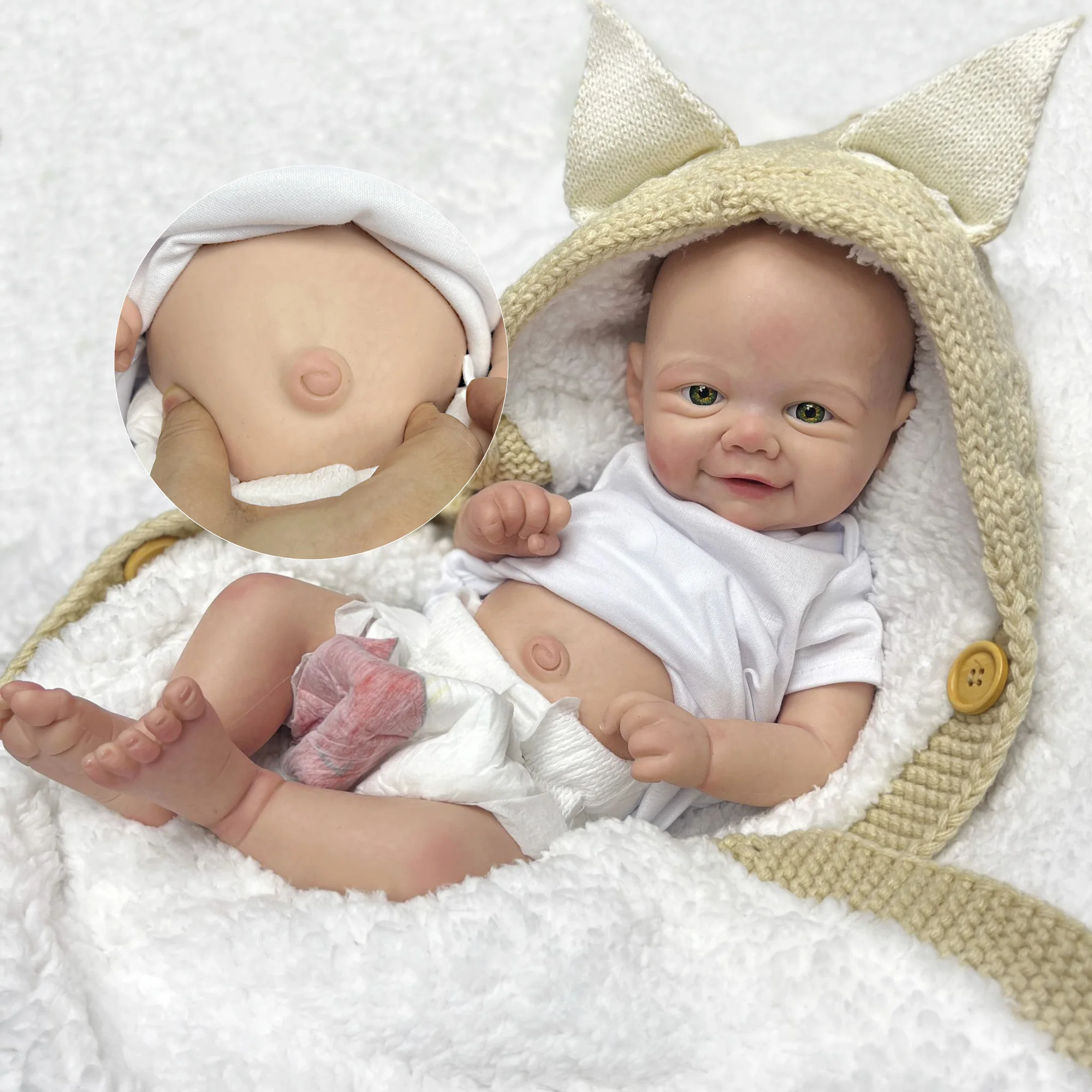 

42cm Cuddly Vivienne Full Body Solid Silicone Bebe Reborn Girl 3D Painted Skin Lifelike Real Corpo De Silicone Doll