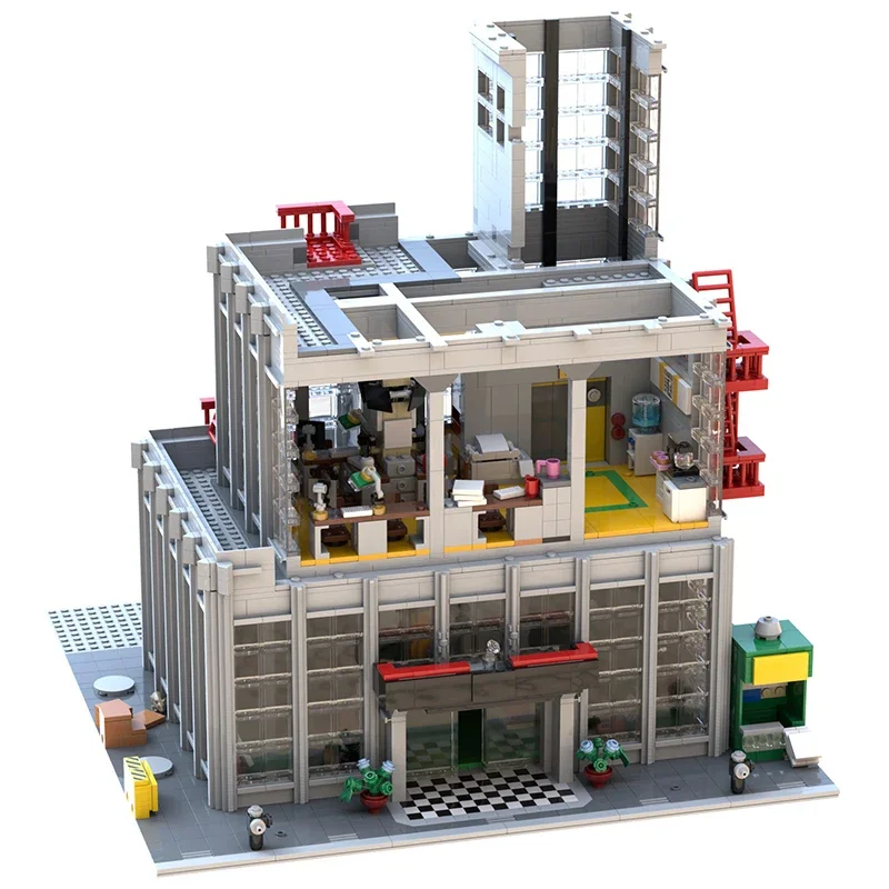 Technische Moc Bakstenen Model Dubbele Dagelijkse Bugel Kantoor Toren Modulaire Bouwstenen Geschenken Speelgoed Voor Kinderen Diy Sets Assembleren