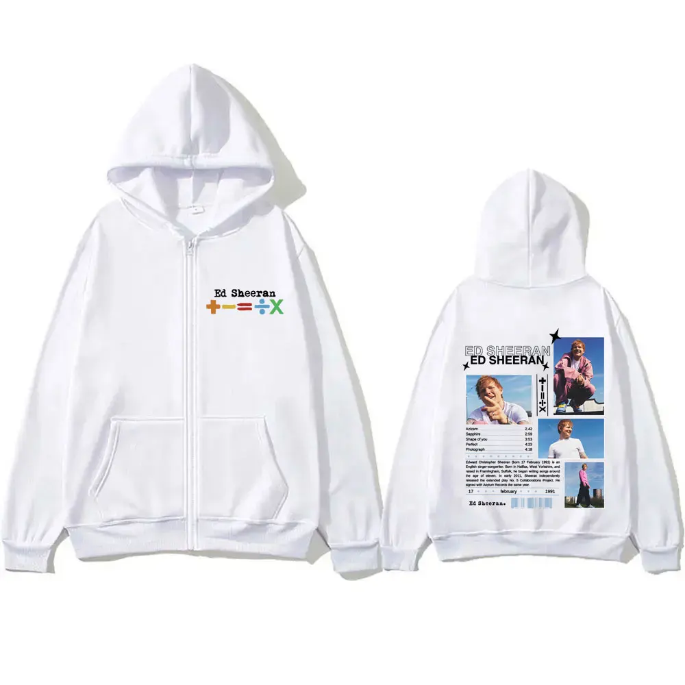 Ed Sheeran European Tour 2025, Reißverschluss-Hoodie für Herren und Damen, Vintage-Stil, lässige Reißverschlussjacke, männliche Mode, übergroße Fleece-Baumwoll-Hoodies
