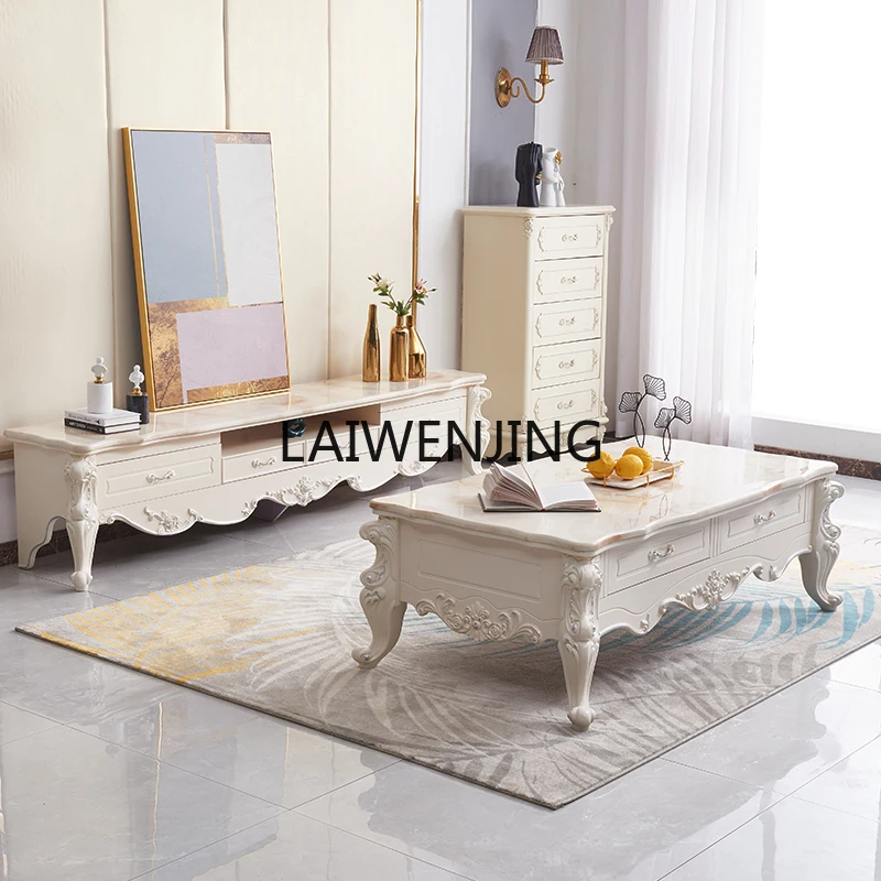 HLZ coffee table TV cabinet combination marble North Jianou floor cabinet furniture set