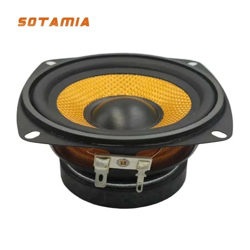 SOTAMIA 1Pc 4 Inch Subwoofer 4 Ohm 15W Super Bass Speaker Rubber Edge Braided Basin Subwoofer DIY Square Dance Audio Speaker