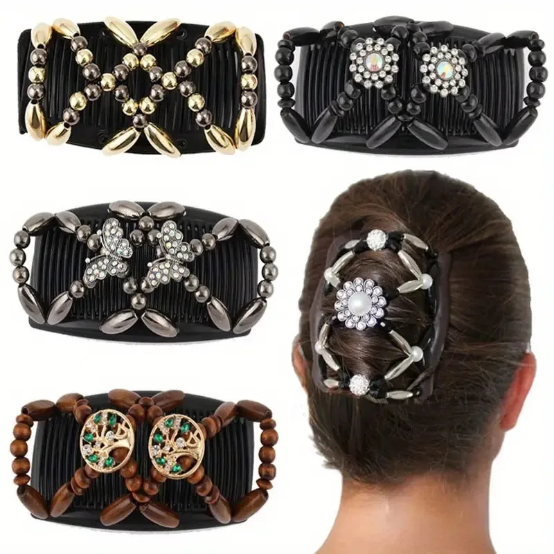 European and American Fashion Beaded Versatile Hair Comb Women\'s Handmade Beaded Versatile Magic Hair Comb Headwear Accessories