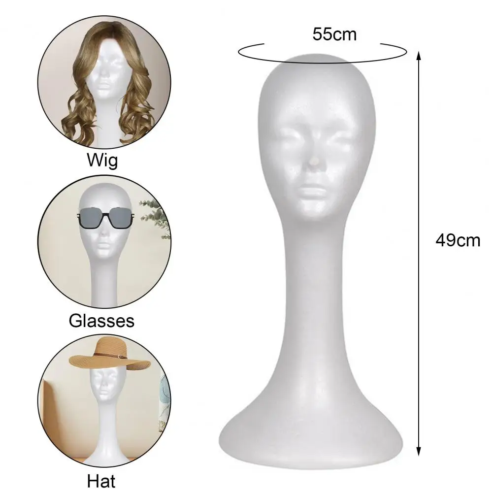 Foam Wig Head Tall Female Mannequin Hairpieces Display Holder Hats Sunglasses Headphone Headwear Stand Cosmetics Model Head Prop