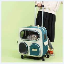 Maleta con ruedas de viaje para gatos y perros, portátil y ligera