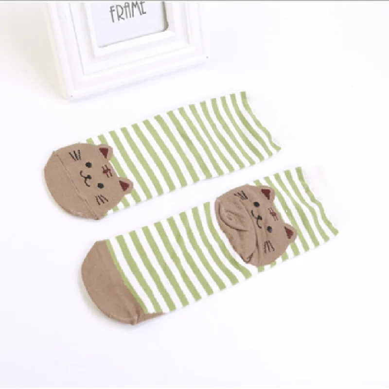 Cartoon Straight Socks for Women Adult Striped Cat Socks for Women Cotton Kitten Socks Baby Girl Socks