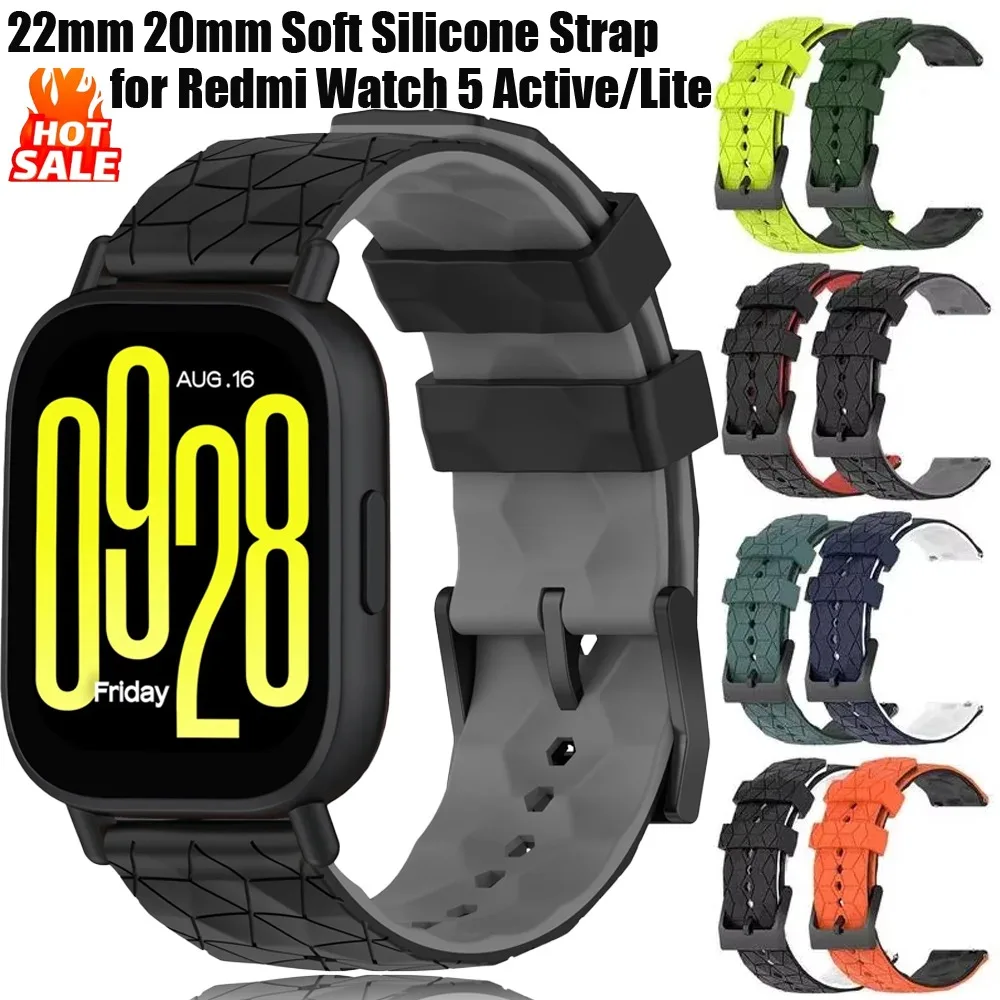 22mm 20mm Weiches Silikonarmband für Redmi Watch 5 Active Atmungsaktives Modisches Ersatz-Armband für Redmi Watch 5 Lite