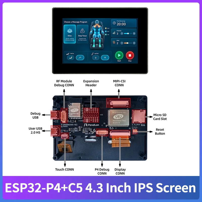 esp32-p4-esp32-c5-dual-chip-development-board-32mb-psram-16mb-flash-43-inch-ips-touch-screen-support-wifi6-bt5-zigbee-thread