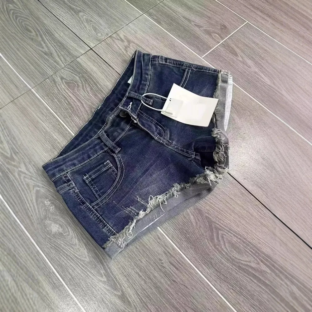 

Women's Tassel Denim Shorts Streetwear Low Waist Mini Jeans Shorts 2000s Vintage Y2k Cowboy Short Pants Harajuku Clothes
