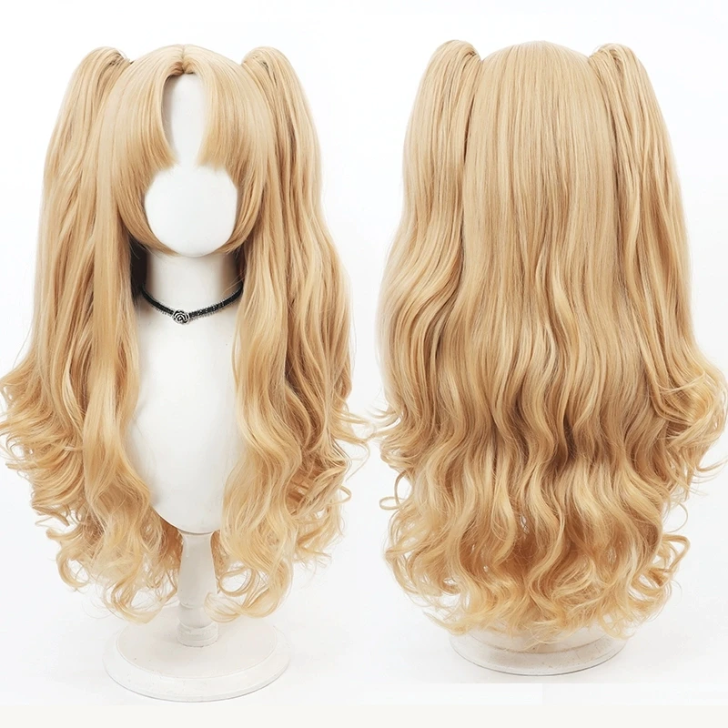 FGO Fate Grand Order Irkalla Ereshkigal Cosplay Wig Blonde Curly Ponytails Heat Resistant Synthetic Hair Halloween Wig + Wig Cap