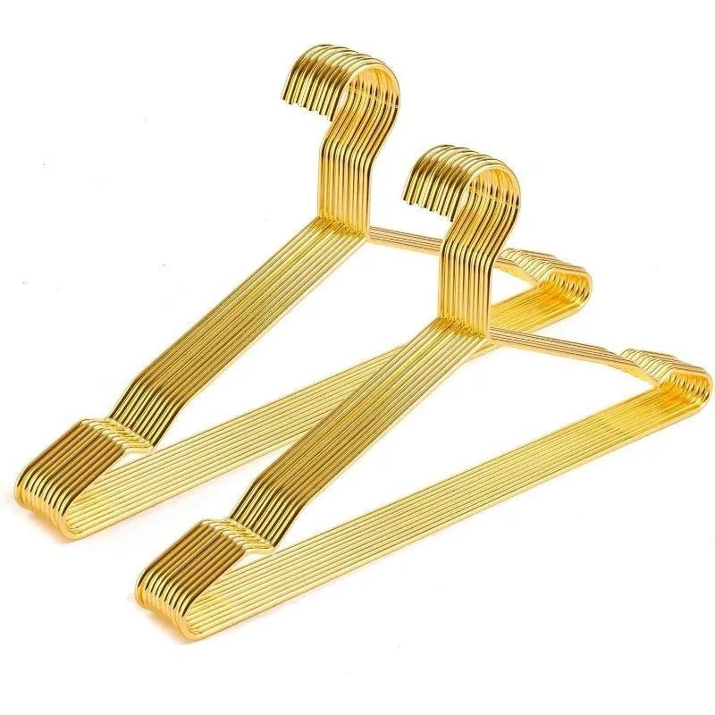 

Metal Clothes Hanger 10 Pcs Heavy Duty Shiny Gold Metal Clothes Hanger with Big Notches Coat Suit Dress Trousers Wedding Dress
