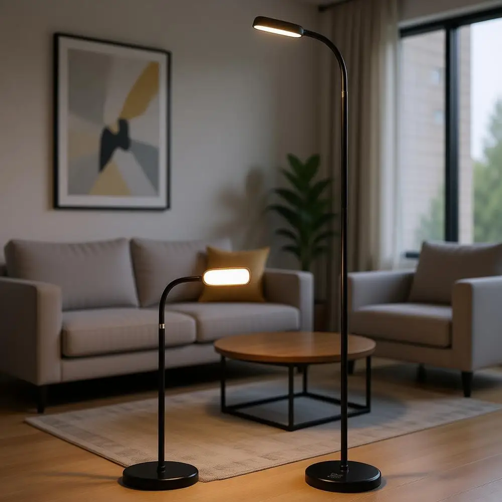 

Cordless Rechargeable Type-C LED Lamp | 2-in-1 Desk Floor Customizable | 3 Color Adjustable Gooseneck | Step Dimming | Lamp or P