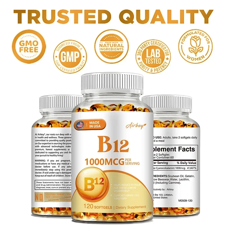 Vitamin B12 - for Mood, Brain, Nervous System, Energy, Metabolism, Relieve Fatigue, Heart Health