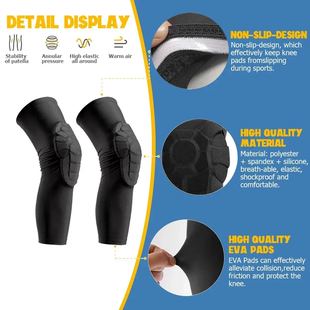 1 Pcs Kids Children Basketball Knee Sleeves, Anti-Collision Long-Legged Knee Pads Protective Gear, 3-12Years, Joint Protection