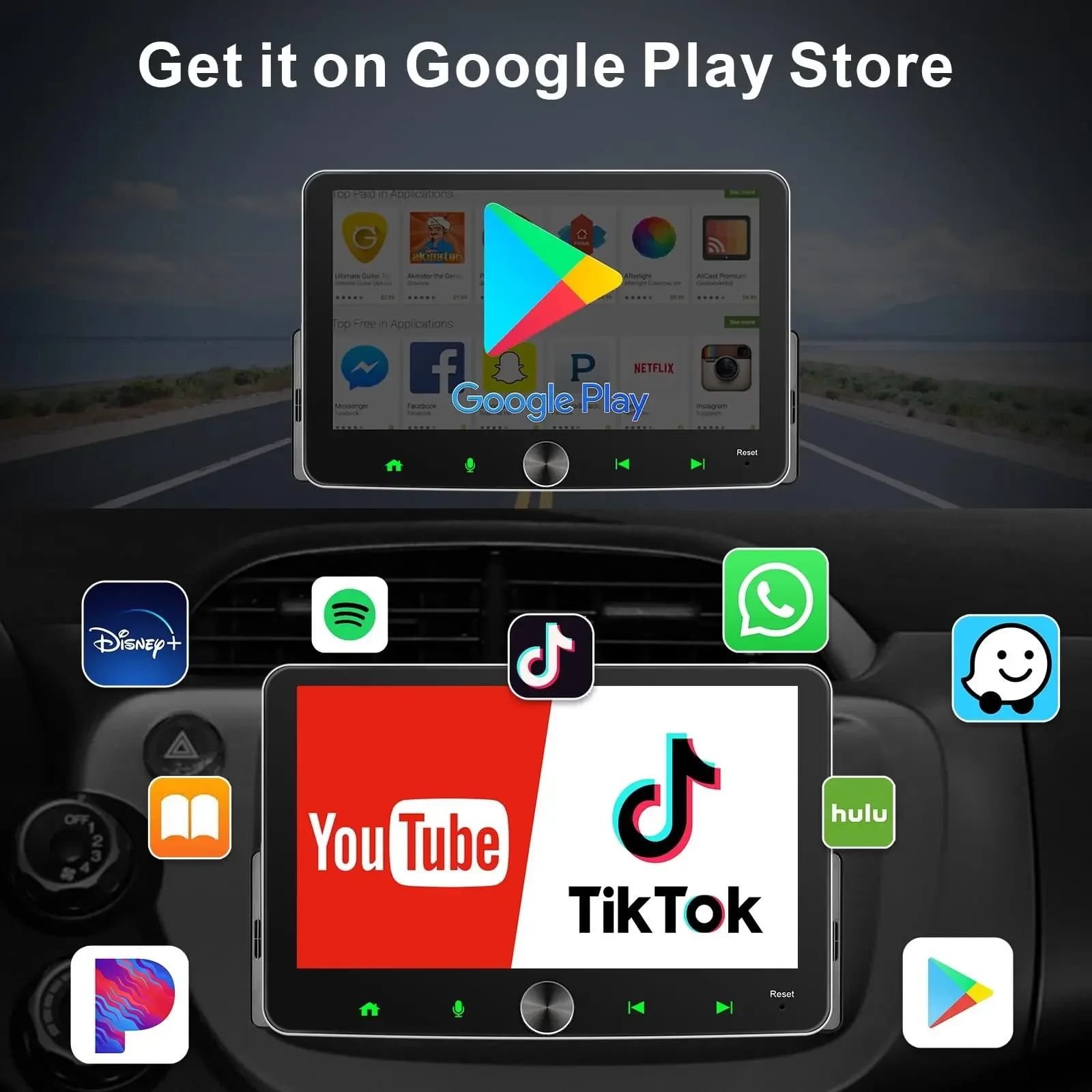 1 Din Universal Car Radio Android Auto 7 Inch Carplay Touchscreen Android Car Stereo with Bluetooth Voice Control FM Signal Din