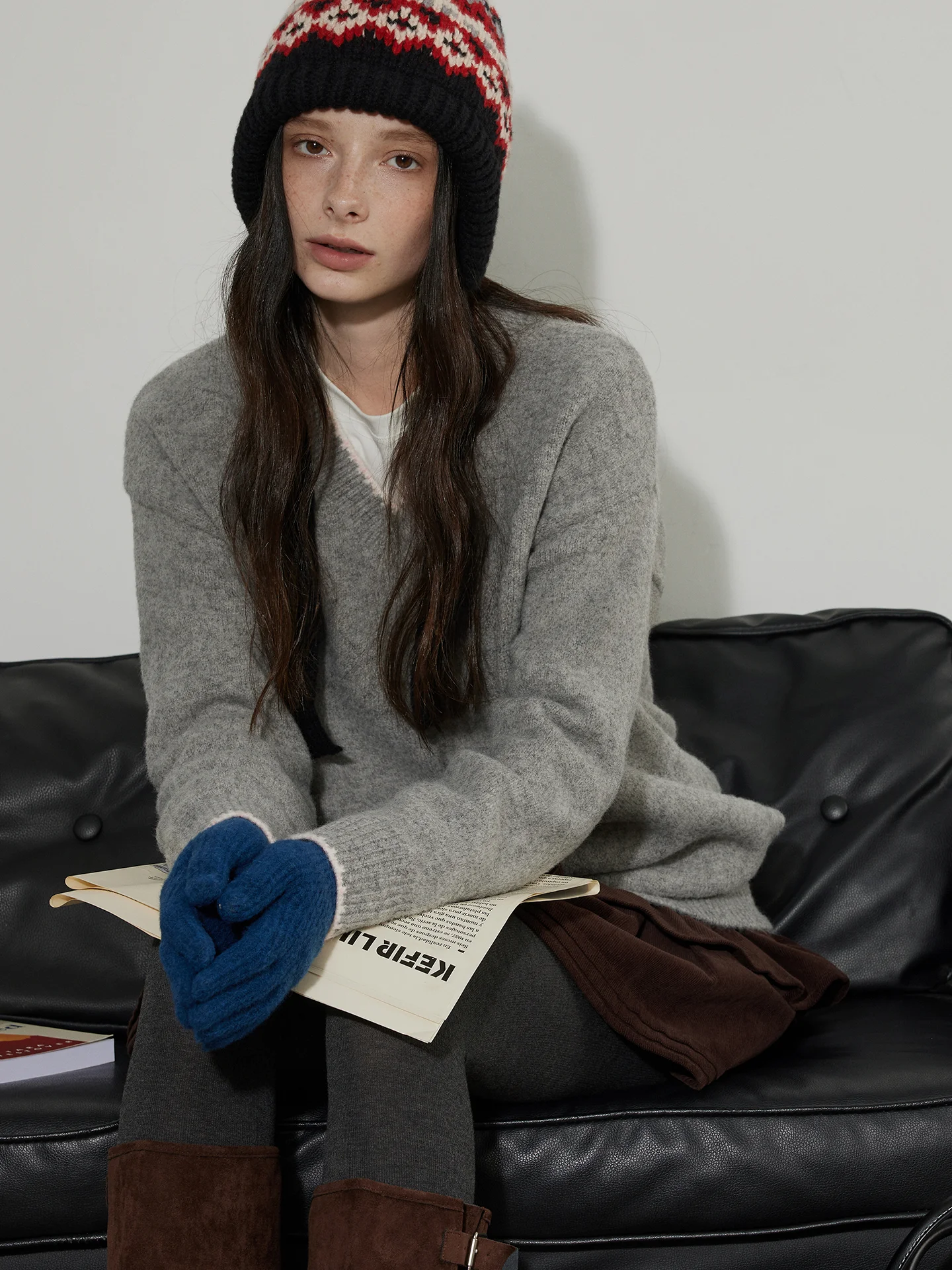 

Loose Fit Color Blo Lazy Knitted Sweater Women's Winter New Design Versatile Top Lofi Choose Commute Sle Long Sve V-Ne