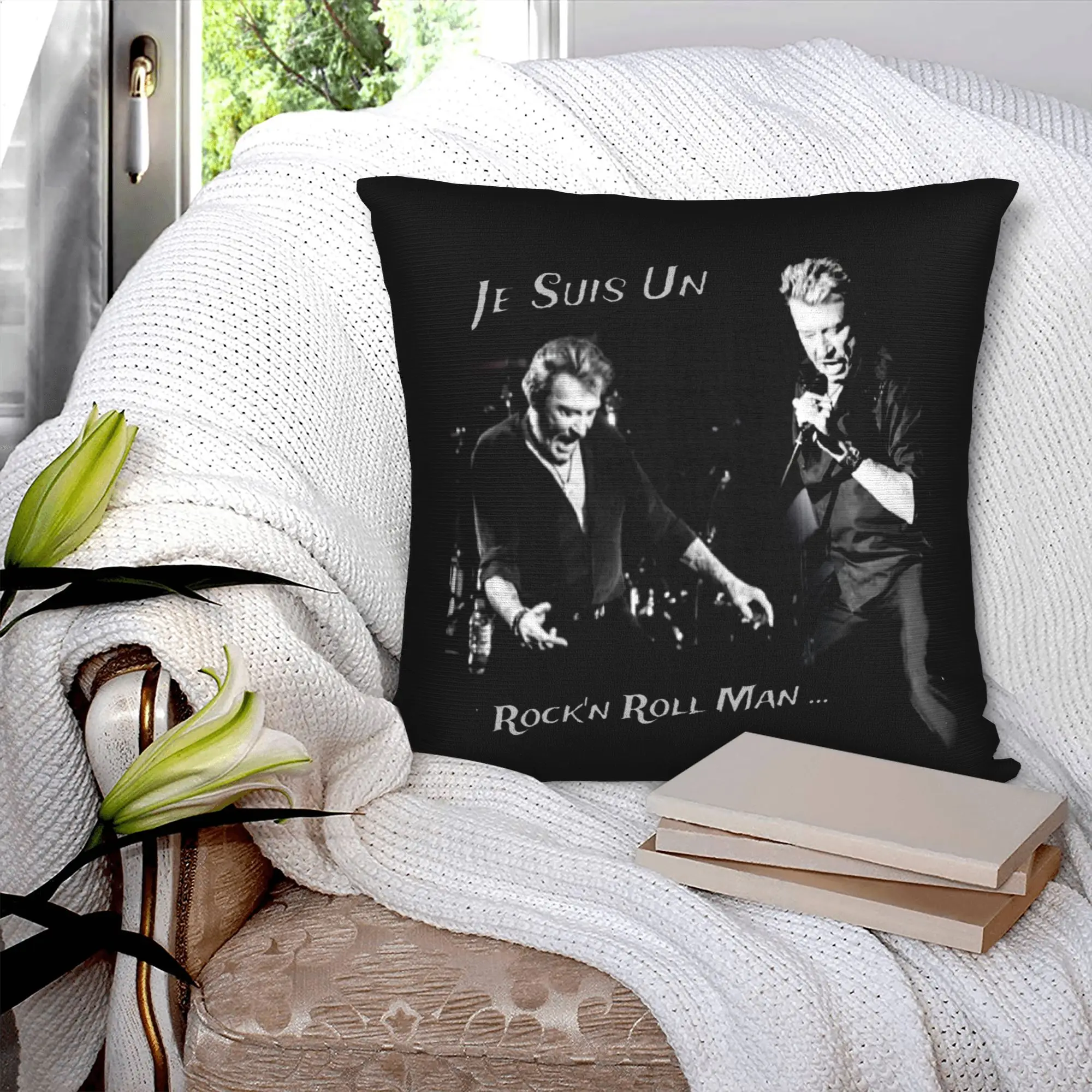 Rock Star  Johnny Hallyday Cushion Cover France Singer Soft Luxury Pillow Case Decoration Salon