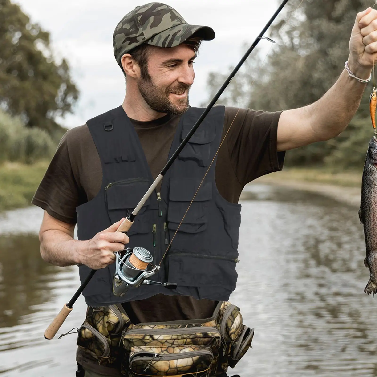 سترة صيد السمك سترة التصوير الفوتوغرافي مع جيوب متعددة سترة عادية معدات خارجية للبالغين النساء اكسبلورر السفر العمل الظهر