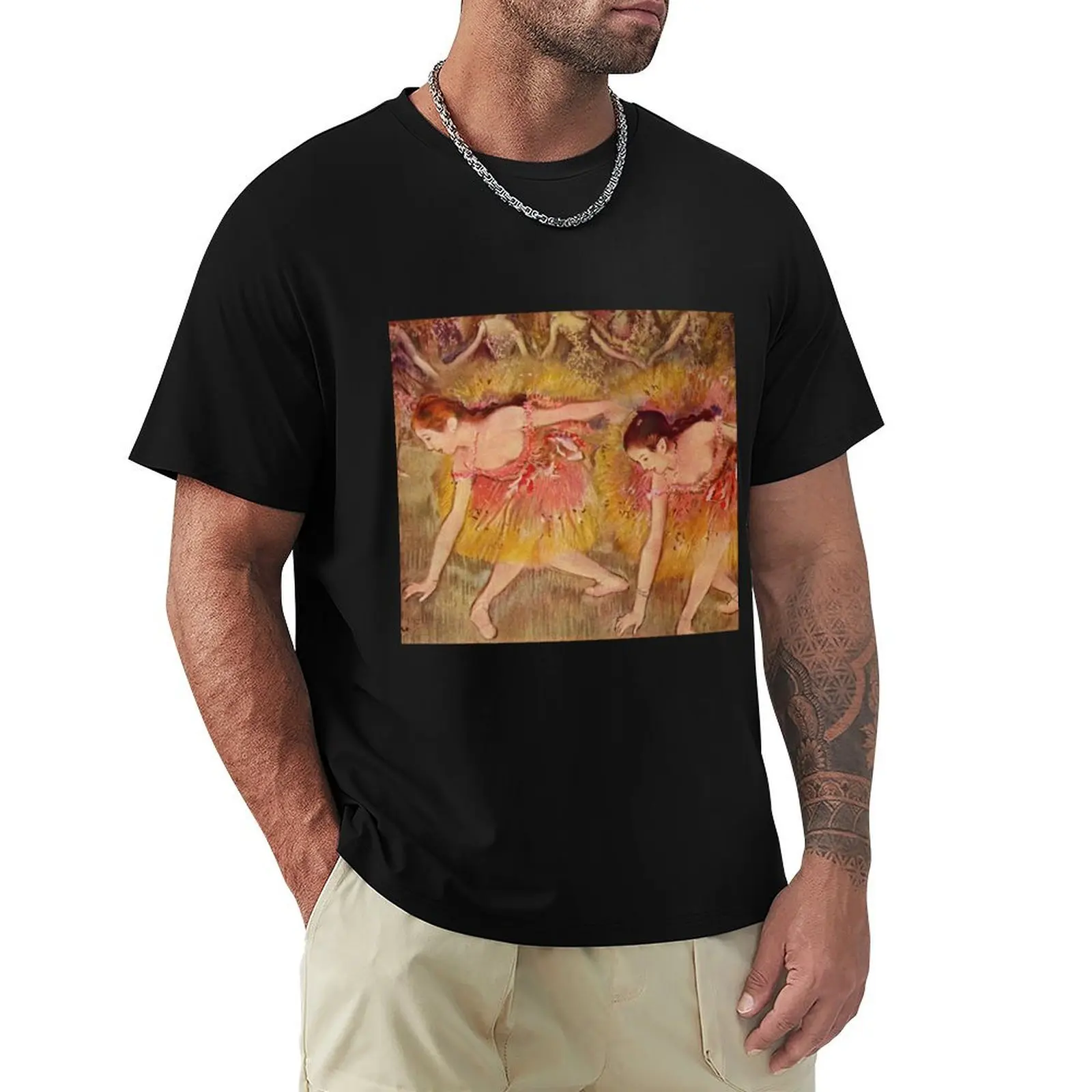 Vintage Edgar Germain Hilaire Degas Himself Bowing Dancers 1885 T-Shirt Large Size Breathable Tee