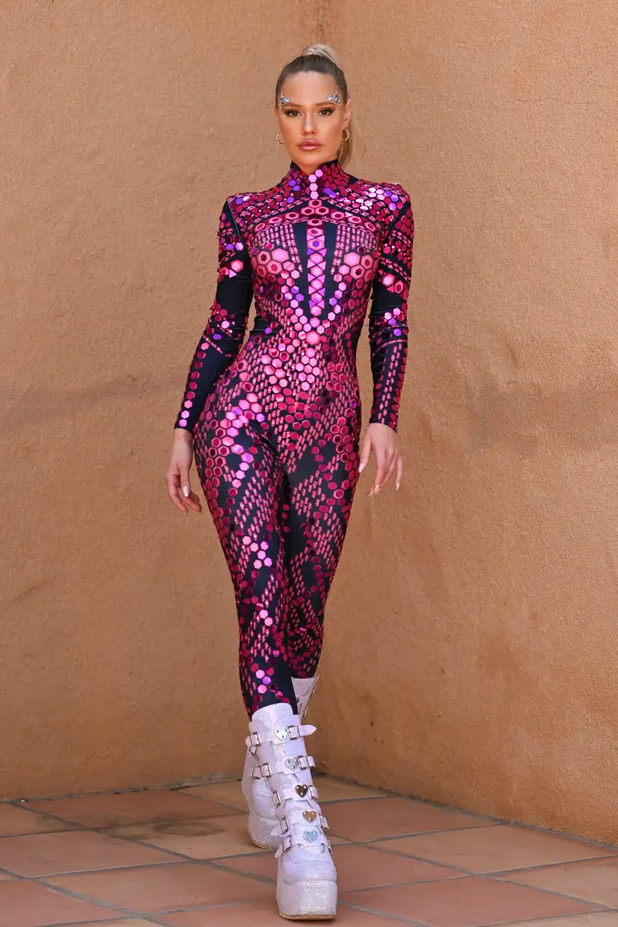 Neue lange Ärmel Strass Bodycon Stram pler Festival Outfit Tanz Trikot sexy Party Pailletten Bodys Frauen einteilige Overalls