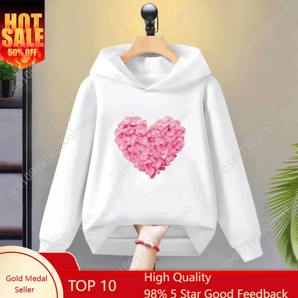 

Petal heart shape Children Hoodie Toddler 3-12 Year Coat Boys Girls Tops Spring Autumn Leisure Sweatshirr Fashion Clothing