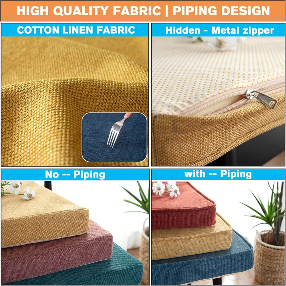 Custom 5cm Single Piping Bench Cushion Chair Seat Sofa Pillow Bay Window Decorative Cushion for Garden Bench Seat Swing Backseat