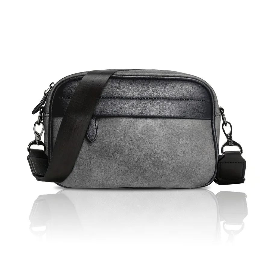 

【New style】Fashion men's gray PU square bag shoulder bag daily commuting backpack fashion Cambridge bag men's bag