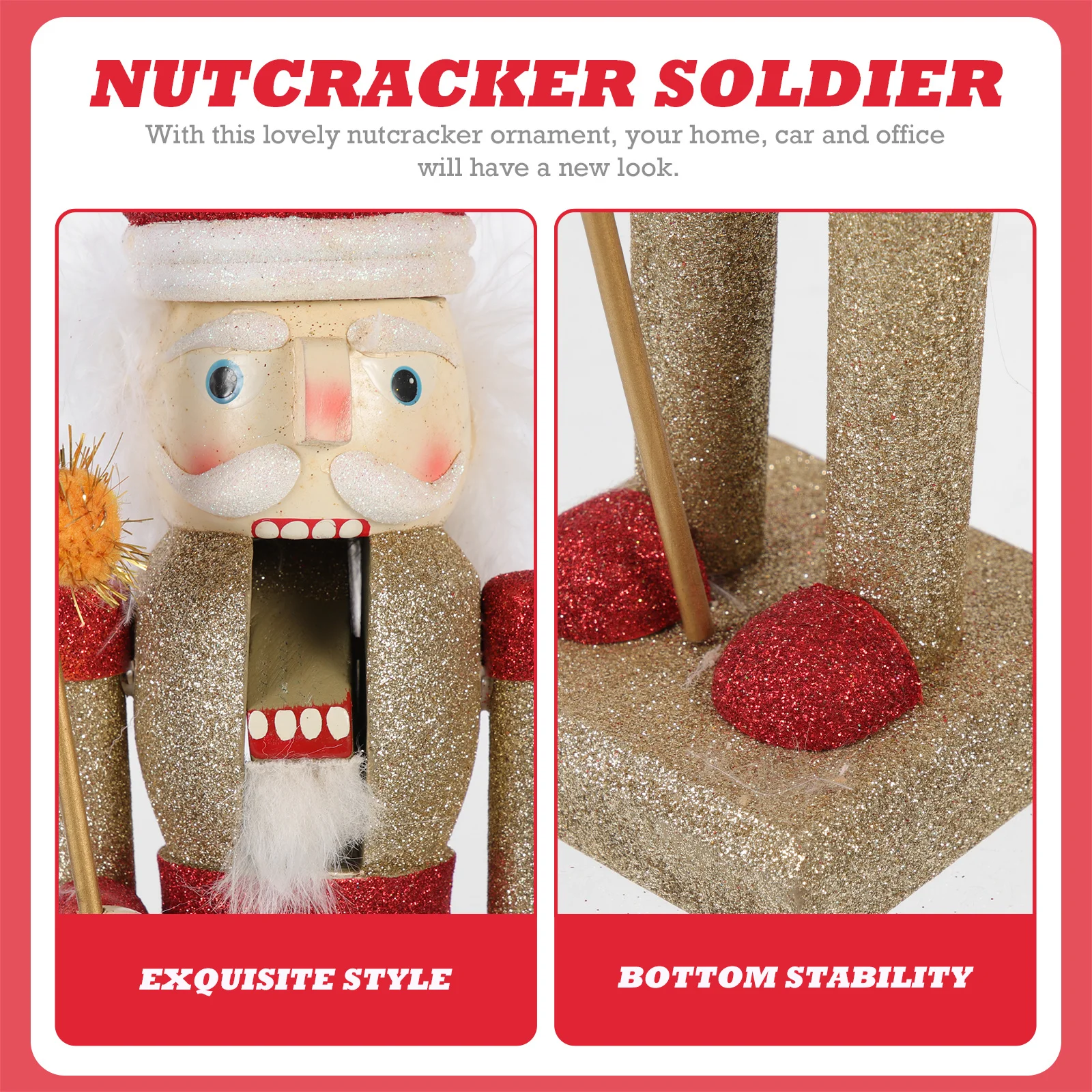 

Wooden Nutcracker Ornament Christmas Decor Craft for Home Office Desktop Xmas Party Supplies Holiday Decoration