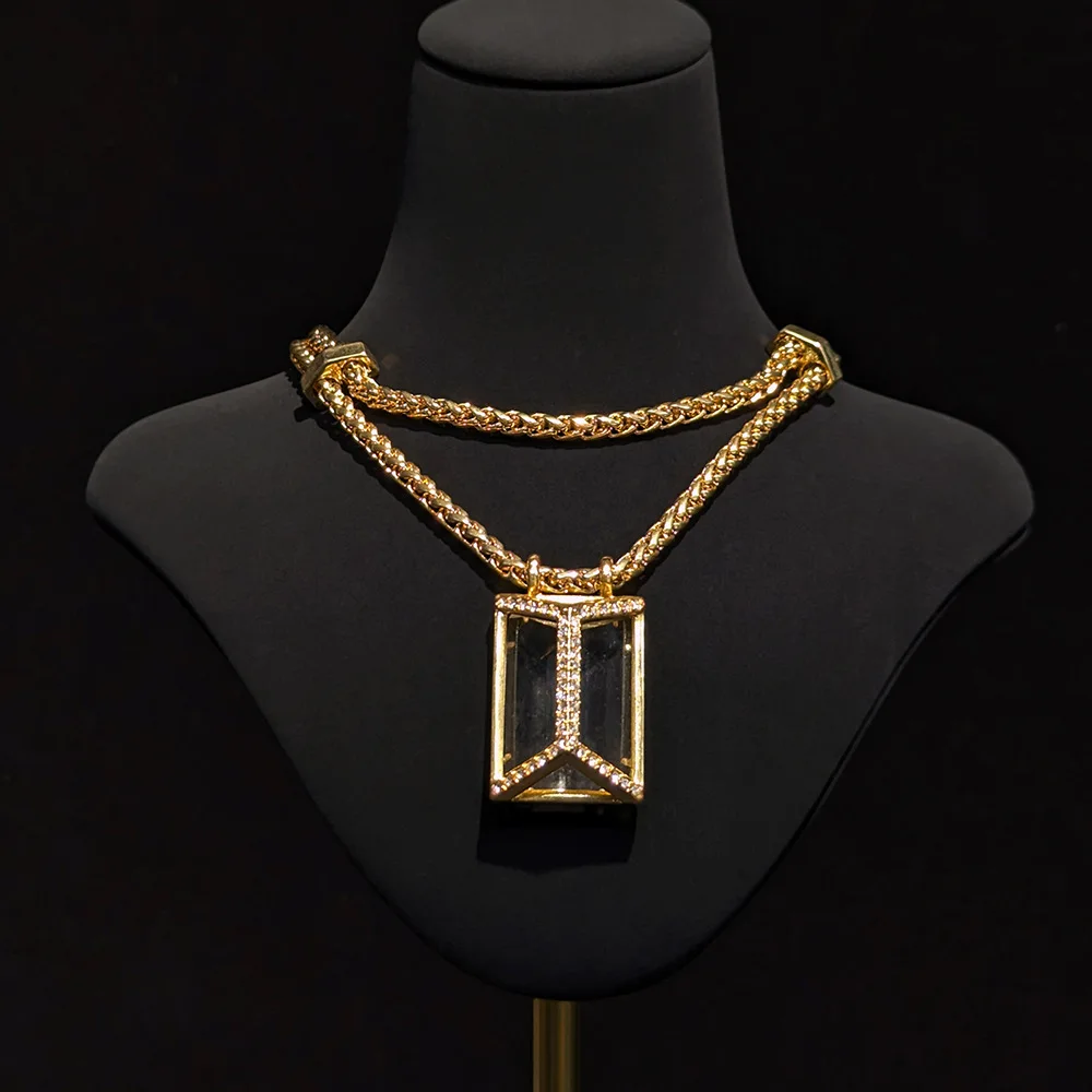 

Elegant European American Double Layer Gold Plated Necklace High End Simplicity Fashion Jewelry