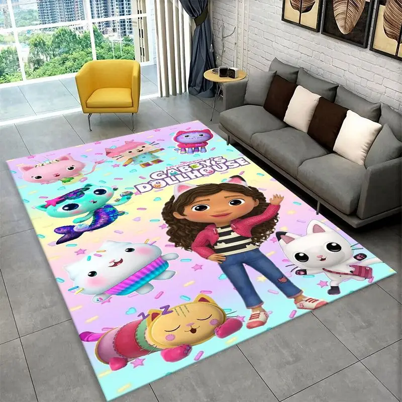 Cute G-Gabbys Dollhouse Cartoon Girl Non-Slip Area Rug for Living Room Bedroom Playroom,Carpet Floor Mat for Home Decor Holiday