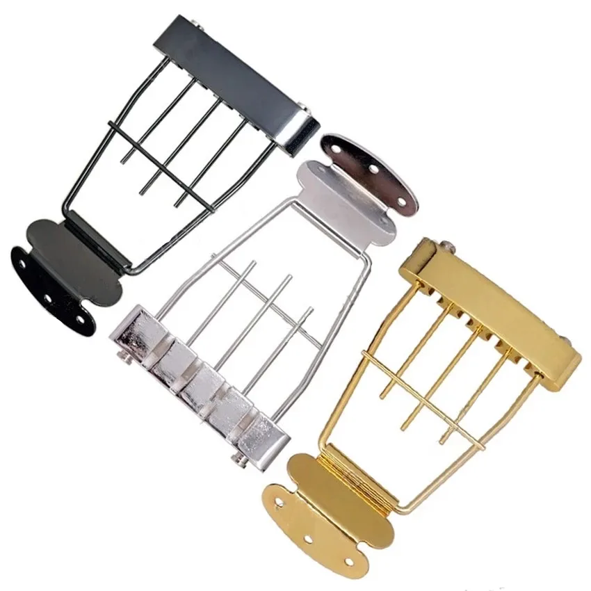 A Set Trapeze 4 String Archtop Tailpiece Bridge For  Bass Guitar With Wired Frame Guitar Accessories Parts