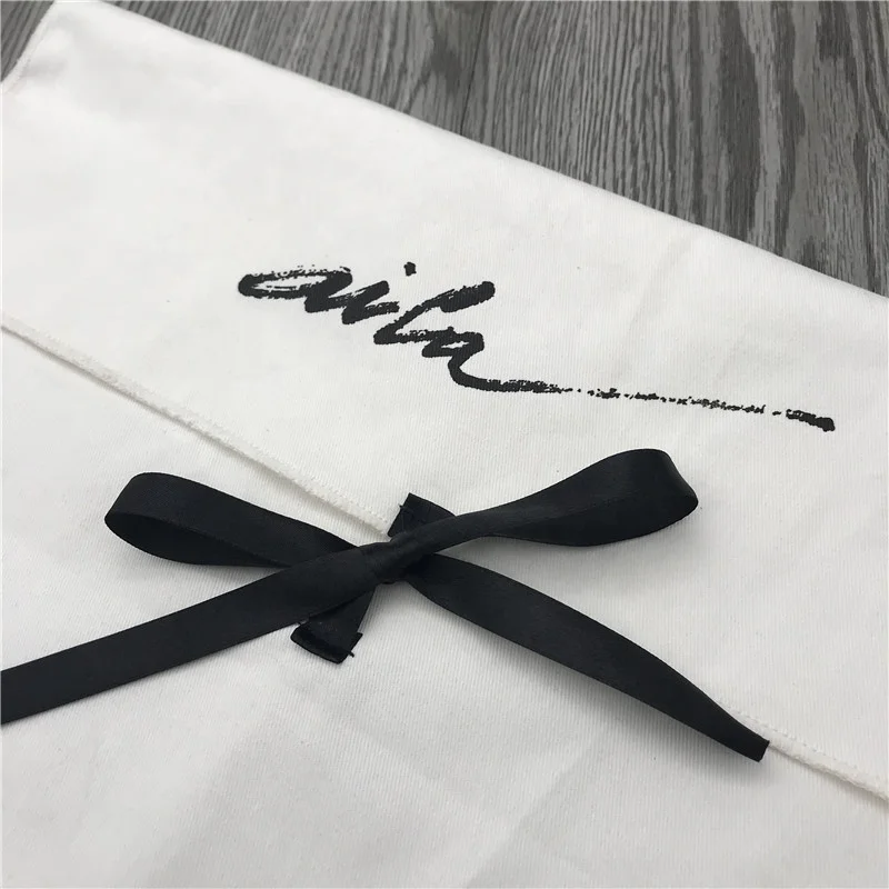 Saco De Poeira De Cordão De Algodão Macio, Pano Envelope, Bolsa de embalagem de sapato com aba, Logotipo personalizado impresso