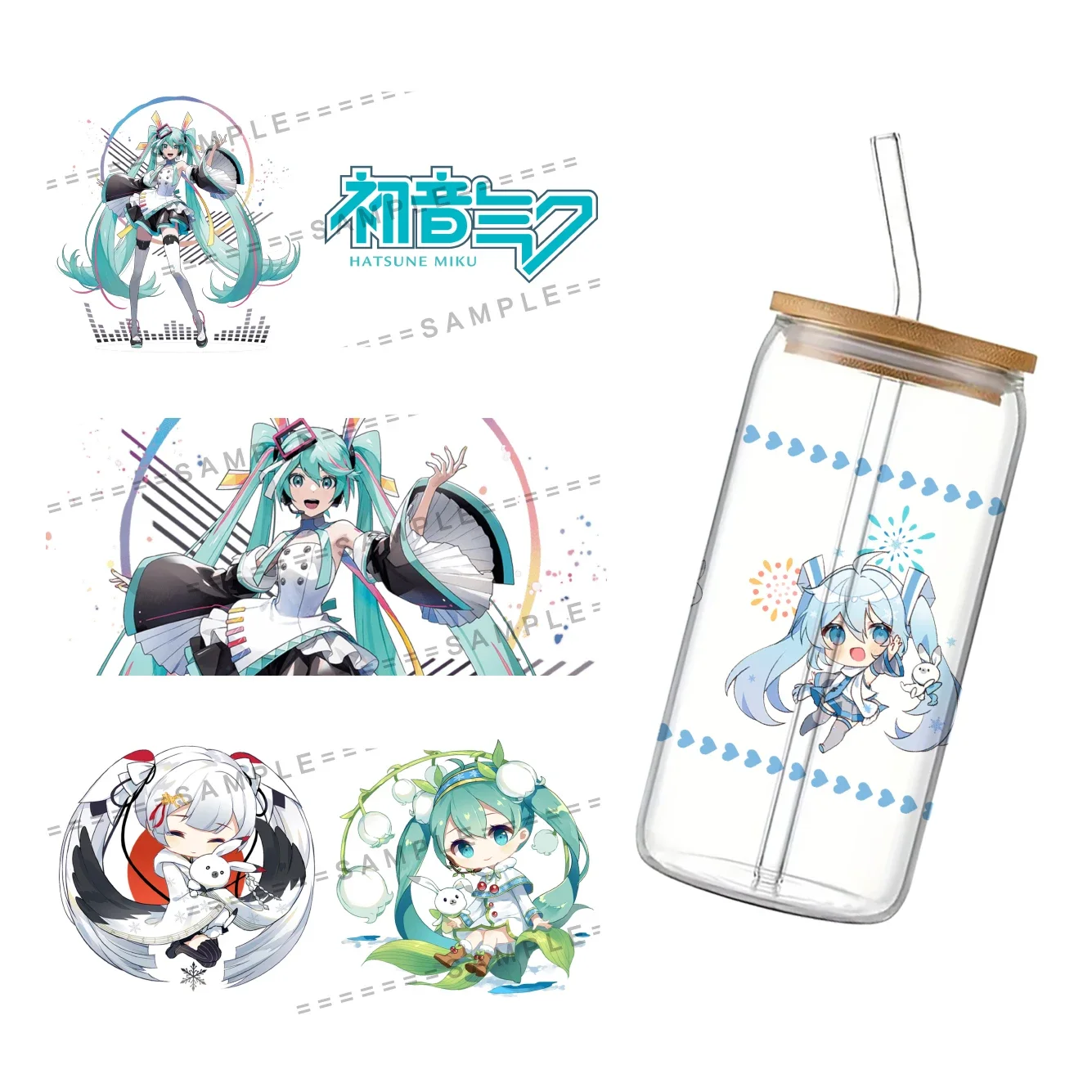 

11x24cm Japanese Hot Anime UV DTF Transfer Sticker Waterproof Transfers Decals For 16oz Glass Cup Wrap Stickers