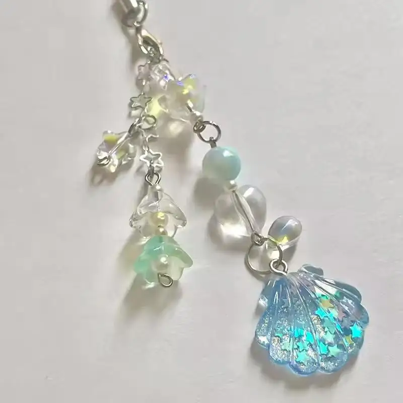 رائع ستار زنبق الوادي المفاتيح قلادة كيرينغ مجوهرات اكسسوارات 1 قطعة قذيفة مطرز سلسلة الهاتف #1