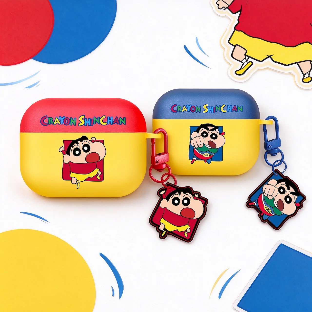 Matte Color Block Earbud Case Anti Drop Shockproof For Crayon Shin-chan Cartoon Pendant Sweet Gift For Airpods 5 4 3 1/2 Pro2/3
