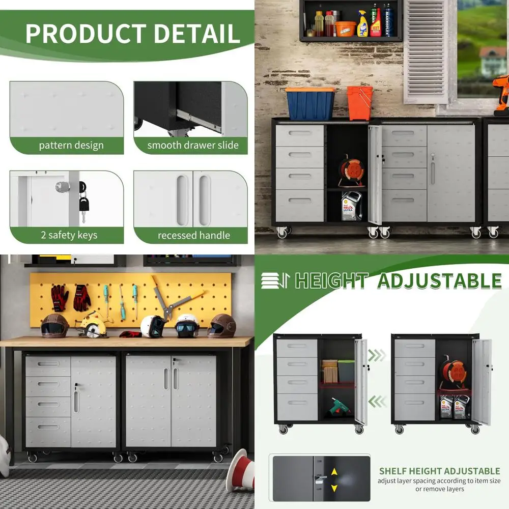 

3-Drawer Rolling Metal Tool Cabinet for Garage, Assembly Needed - Black & Gray