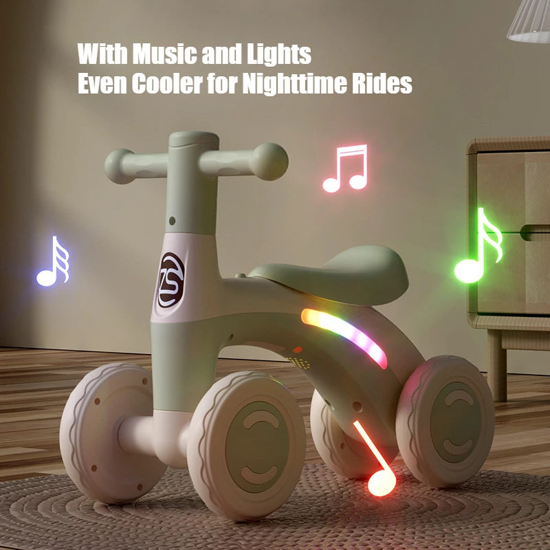 Baby Glider Bike Four-Wheel Toddler Walker Silent Wheels Anti-Tipping Children Balance Training Exercise Mini Ride-On Toys Gifts