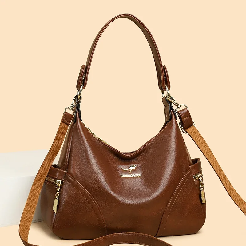 2024 New Women Luxury Leather Handbags Large Capacity Casual Tote Bags Wysokiej jakości kobiece miękkie skórzane torby na ramię Female Sac