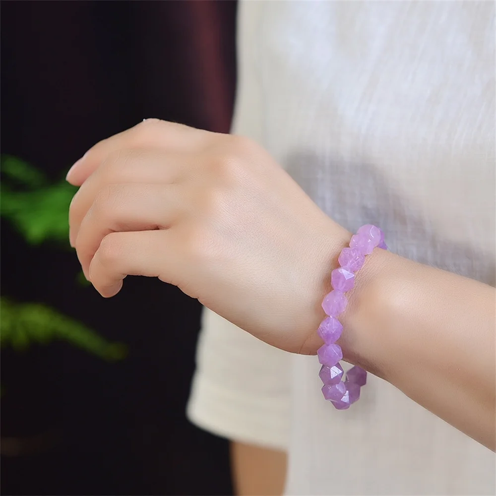 10MM Natural Lavender Amethyst Quartz Faceted Bracelet Crystal Reiki Healing Stone Fashion Jewelry Gifting Gift For Women 1pcs