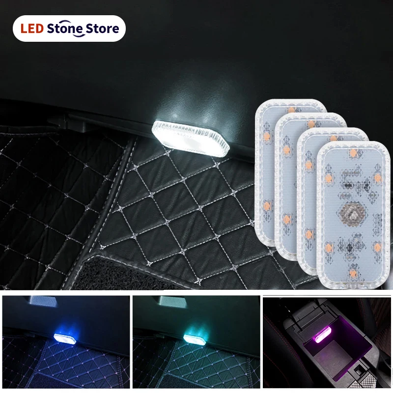 Mini Wireless Car Interior Lighting LED Touch Light Auto Roof Ceiling Reading Lamp for Trunk Storage Box USB Charging